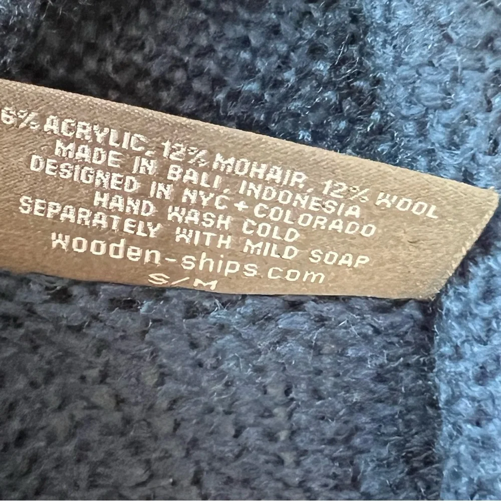 ⭐️ Anthropologie Wooden Ships Blue Wrap Open Cardigan Mohair Wool SMALL/MEDIUM - Picture 5 of 6